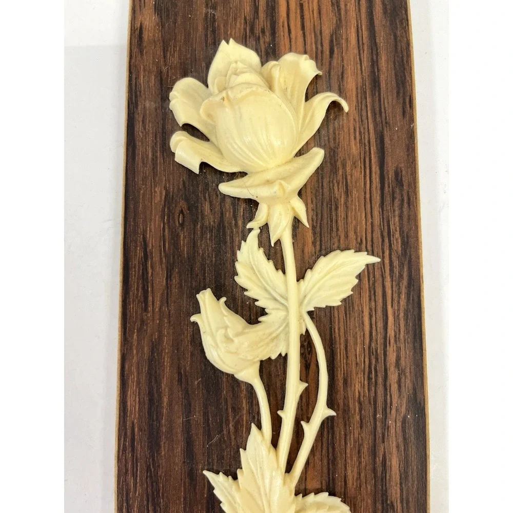 MCM Germany Bird Flower Wall Plaques Art Lot 2 Panel Plastic Wood 60s 10